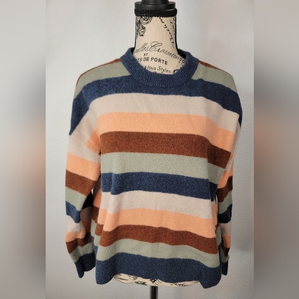 Madewell Sweater Small Elmwood Striped Multicolor Crewneck G9616